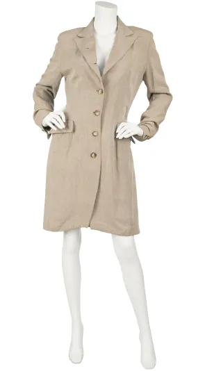 1990s Beige Linen Collared Frock Coat