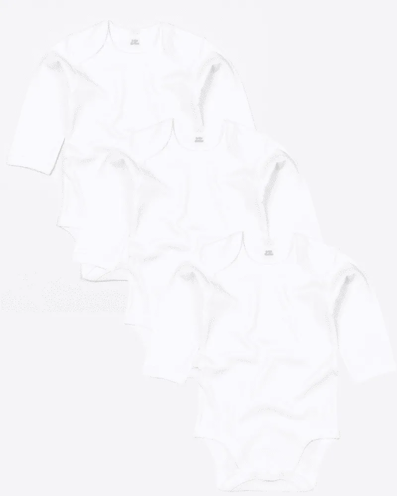 3 Pack Organic Cotton Long Sleeve Bodysuits