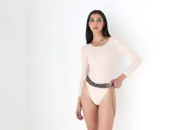 90s Textured Palest Pink Long Sleeve Bodysuit