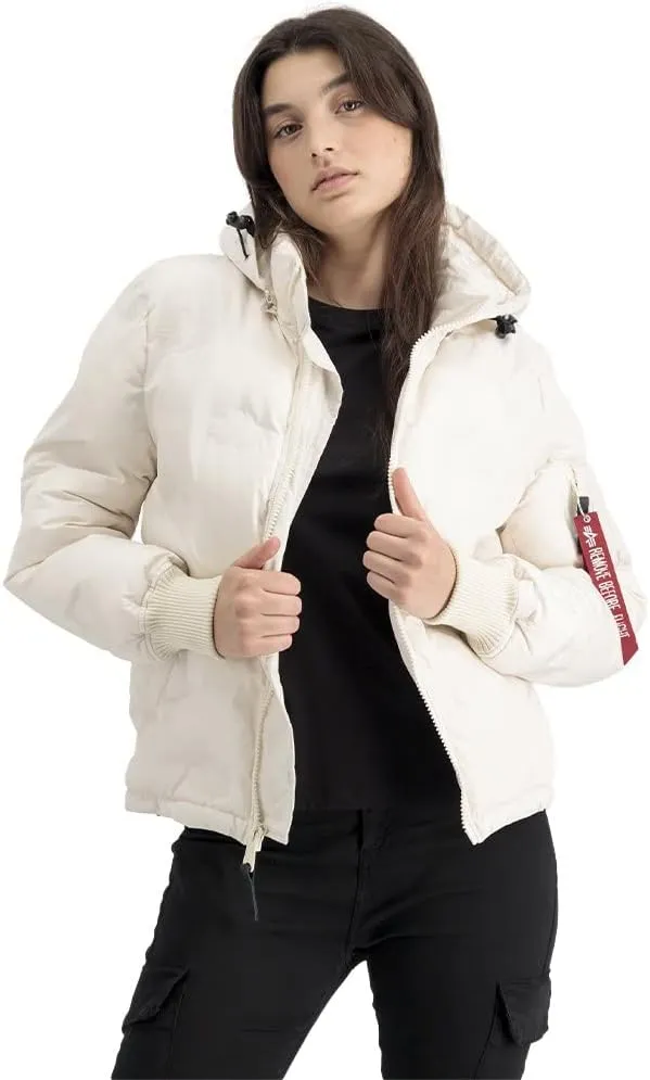 Alpha Industries Women's Hooded Logo Puffer Winter Jacket