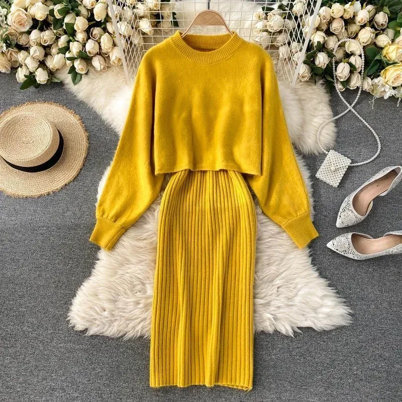Arleth - Fashionable Knitted Two-Piece Dress Set for Women