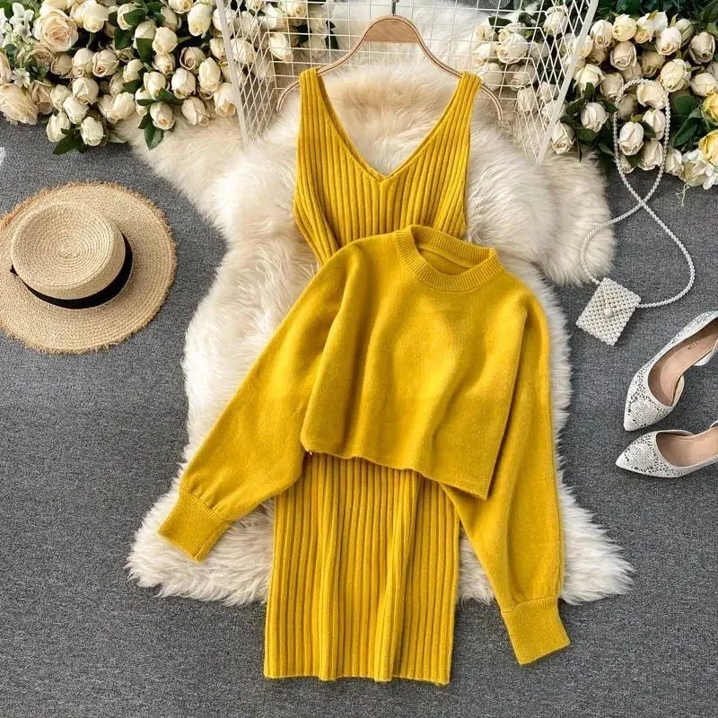Arleth - Fashionable Knitted Two-Piece Dress Set for Women
