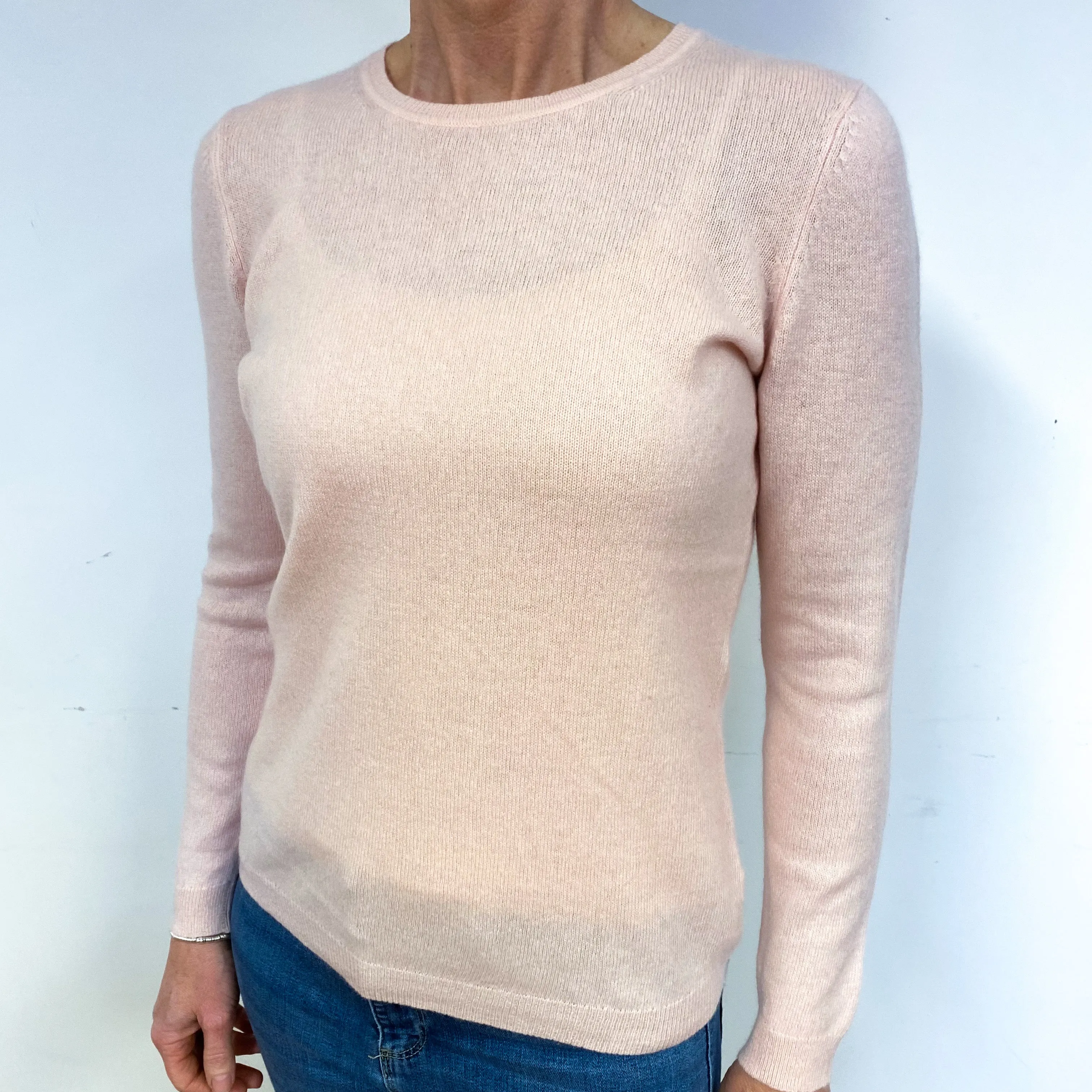 Baby Pink Cashmere Crew Neck Jumper Medium