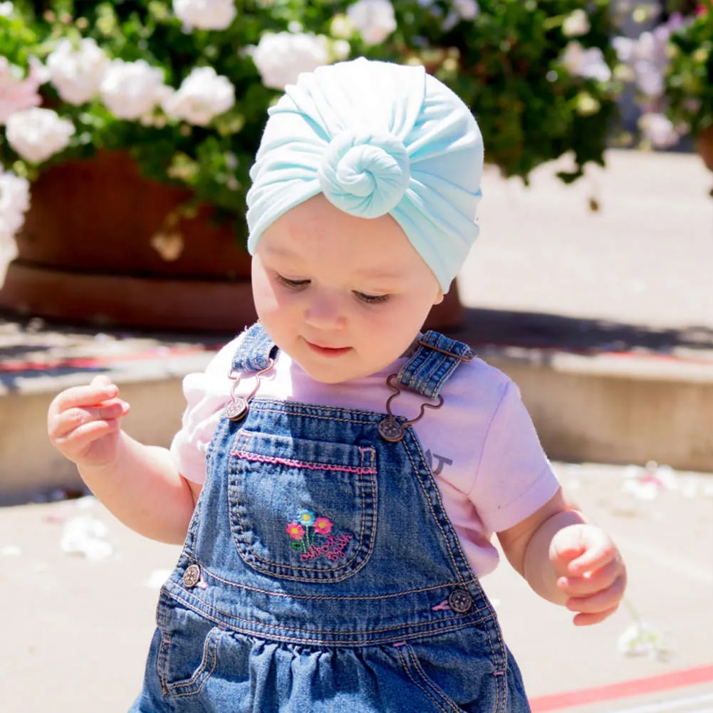 Baby Wisp Turban Knot Hat - Light Blue