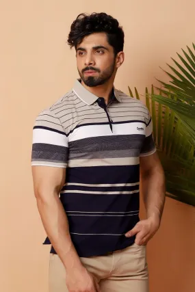 Beige Striped Polo