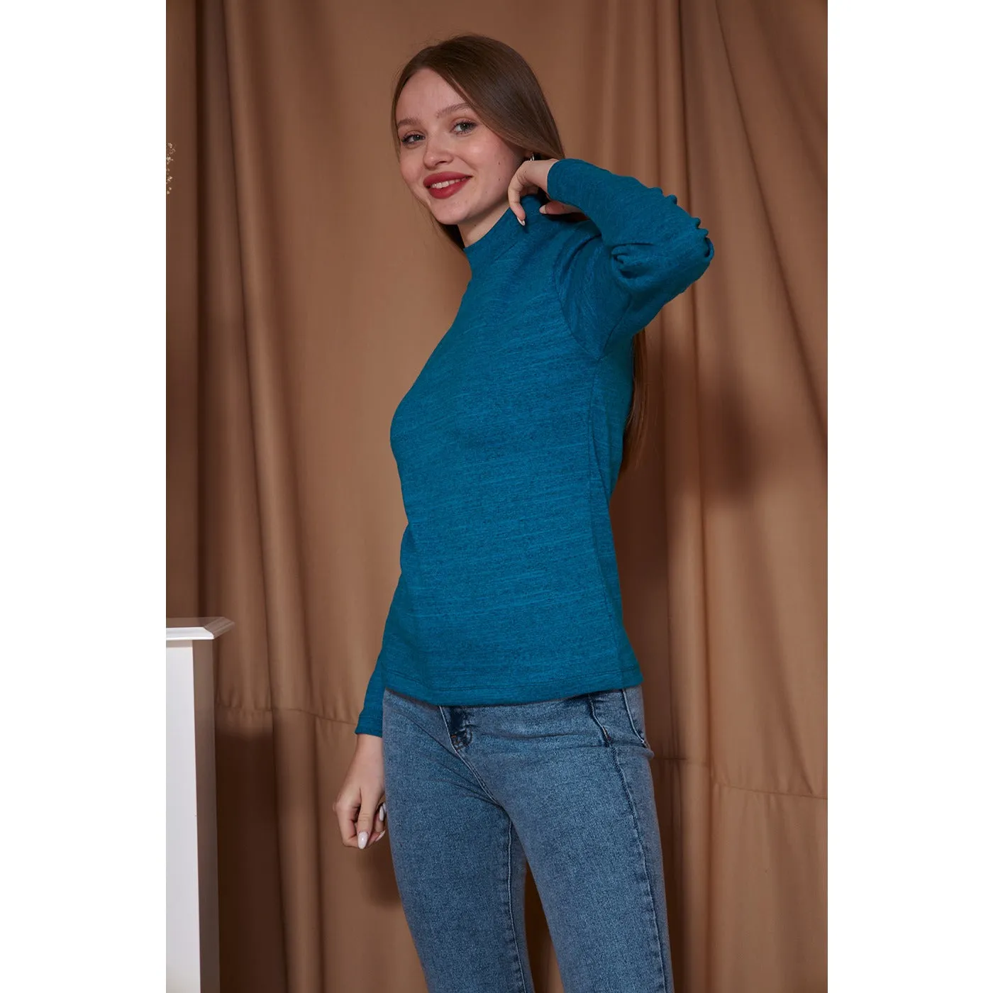 Berry Melange Mock Neck Sweatshirt