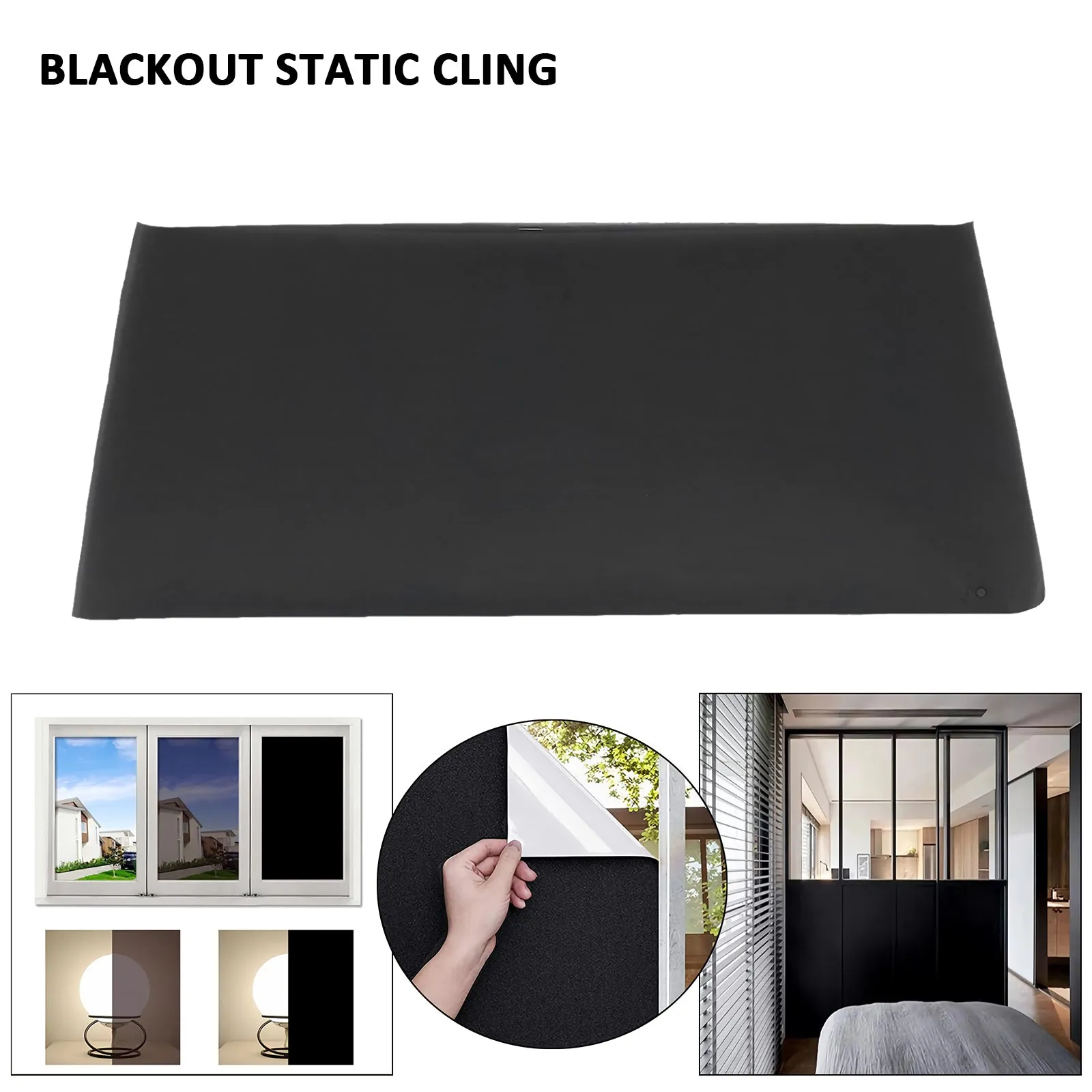 Blackout Static Cling Window Glass Film Privacy Protection To Block Sun Decor 90CMx500CM