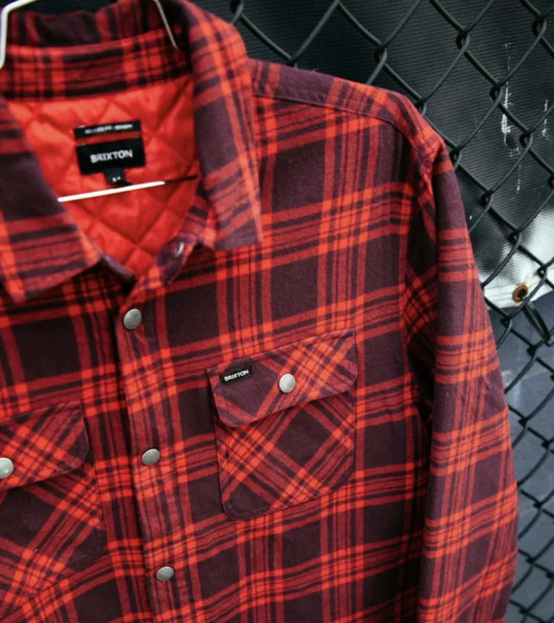 Bowery Quilted L/S Flannel - Bright Red/Mohagony