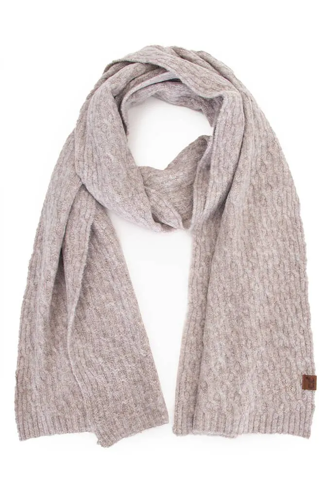 C.C Chain Link Cable Winter Scarf: Taupe