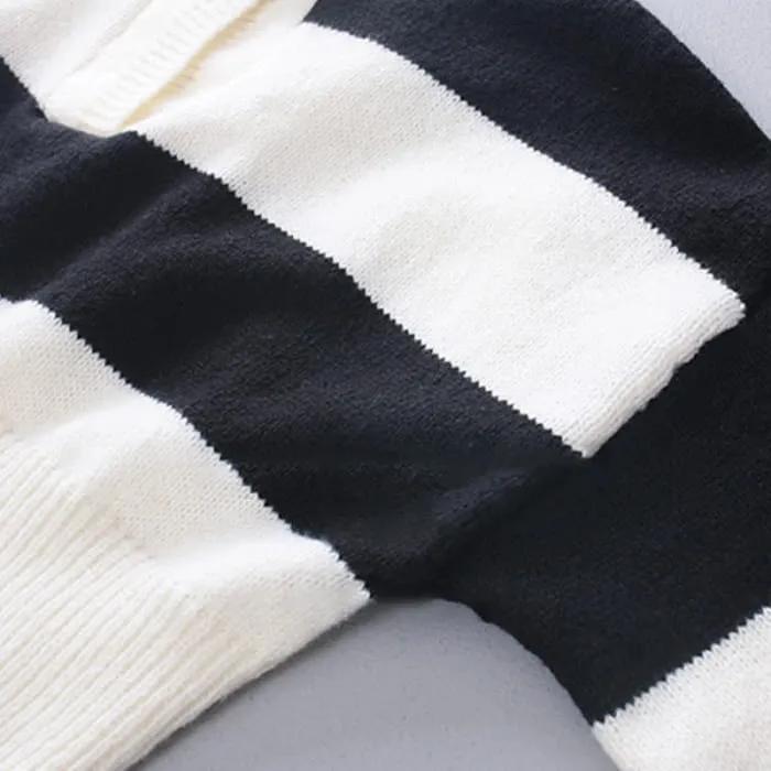 Chic Stripe Sweater Fishtail Slip Dress