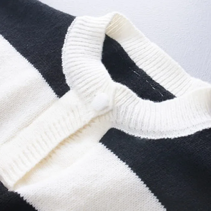 Chic Stripe Sweater Fishtail Slip Dress