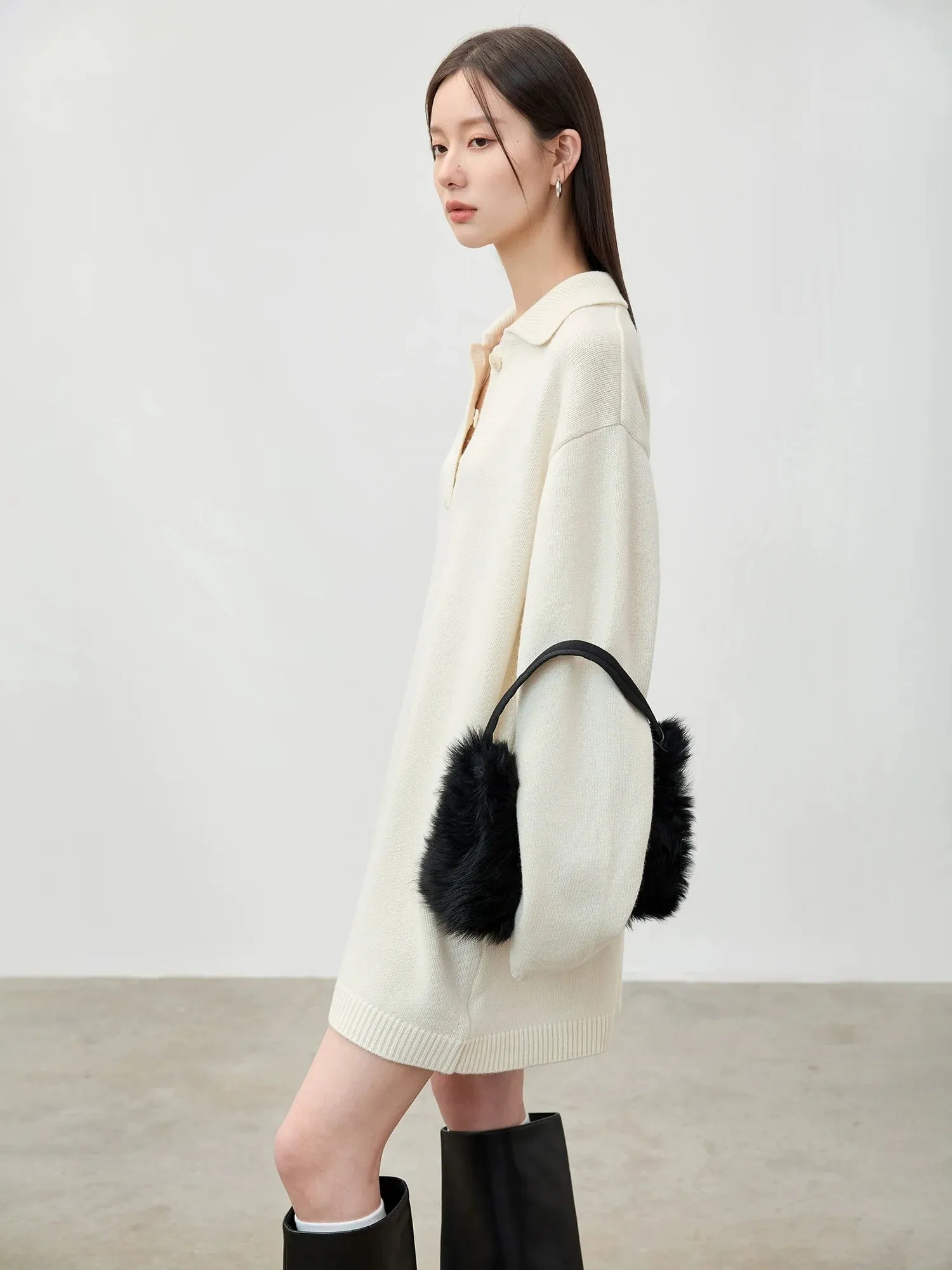 Collared Knit Sweater Dress