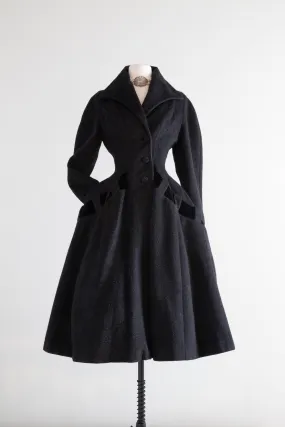 Dramatic 1950's New Look Era Lilli Ann Princess Coat / Small