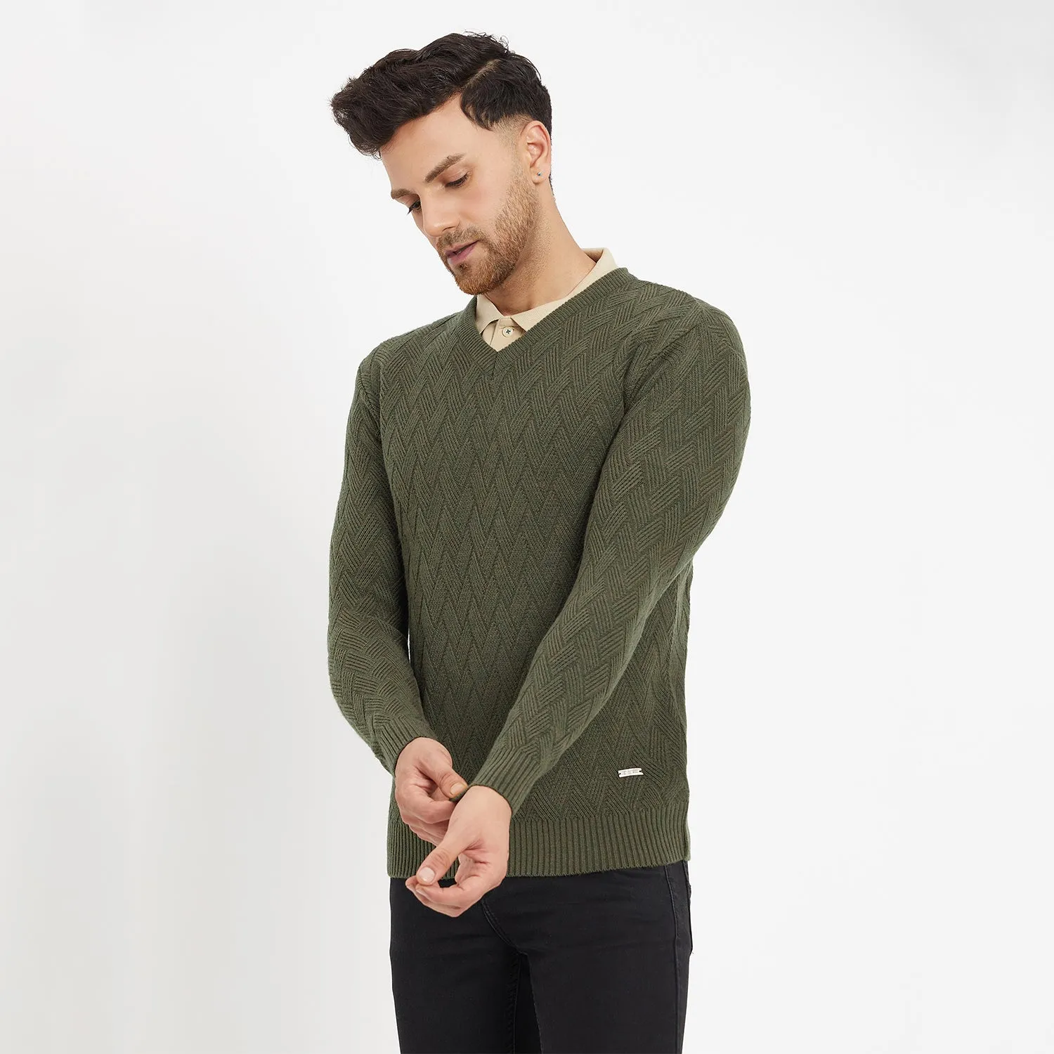 Duke Stardust Men Full Sleeve V-Neck Sweater (SDS2047)