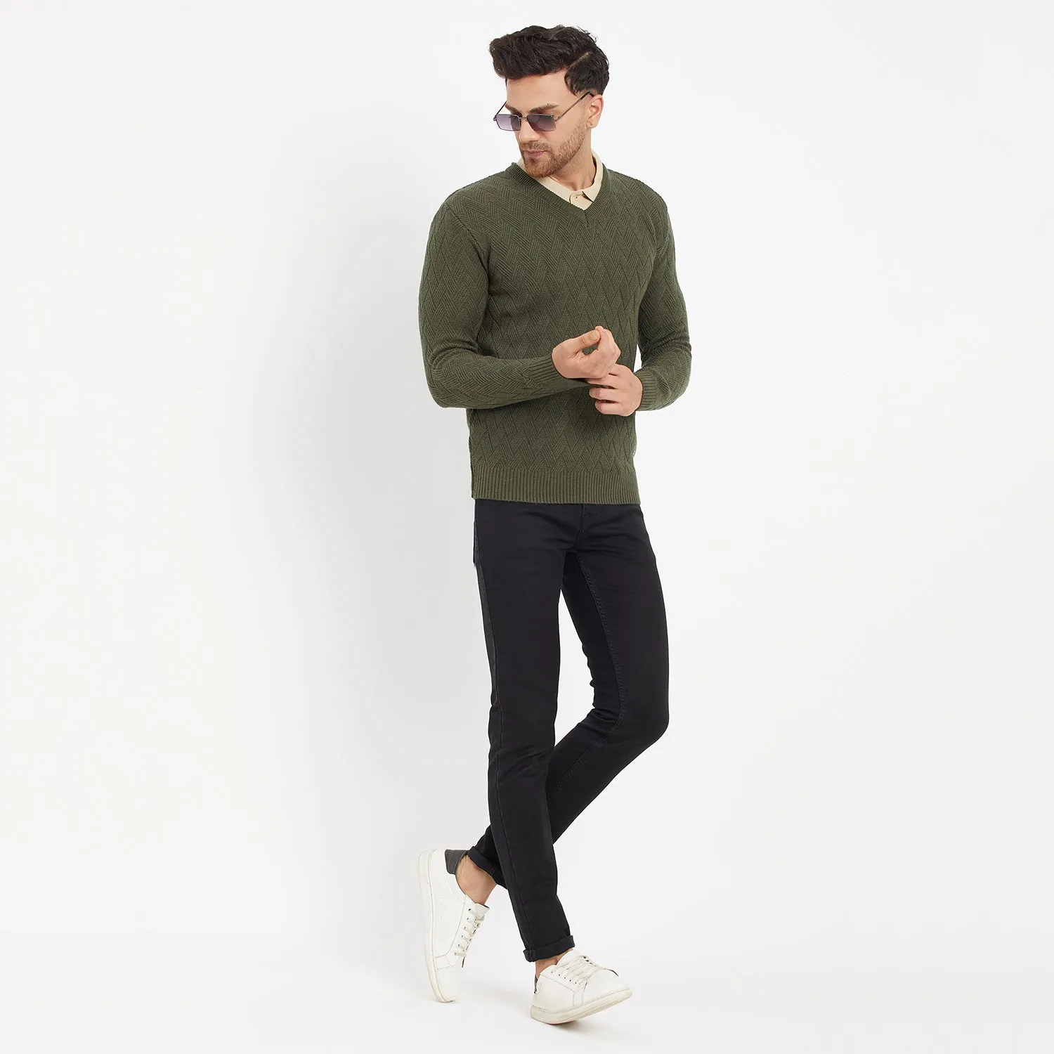 Duke Stardust Men Full Sleeve V-Neck Sweater (SDS2047)