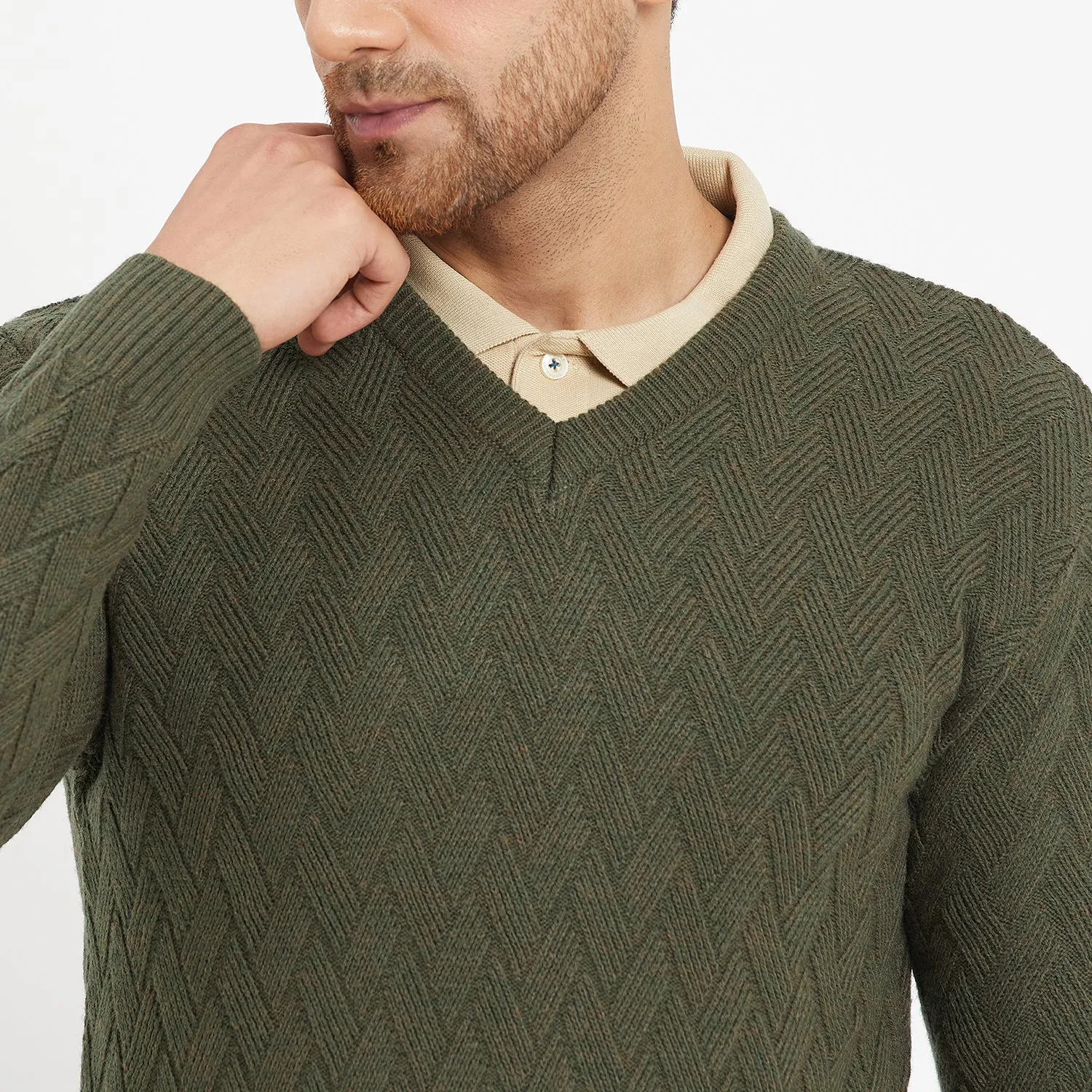 Duke Stardust Men Full Sleeve V-Neck Sweater (SDS2047)