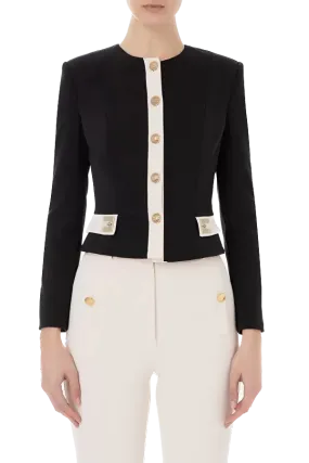ELS-GI04331E2 BLACK&CREAM BLOUSE