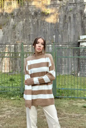ELS Striped Knit Sweater - Camel - Badajoz