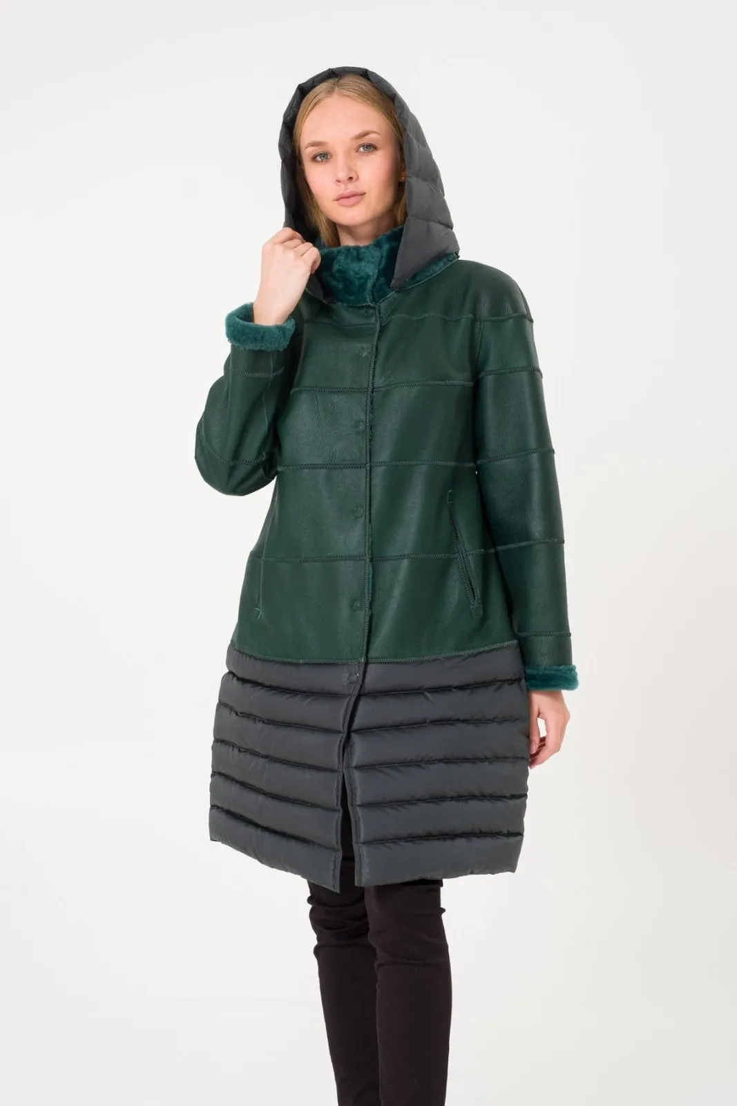 Emerald Green Long Shearling Coat