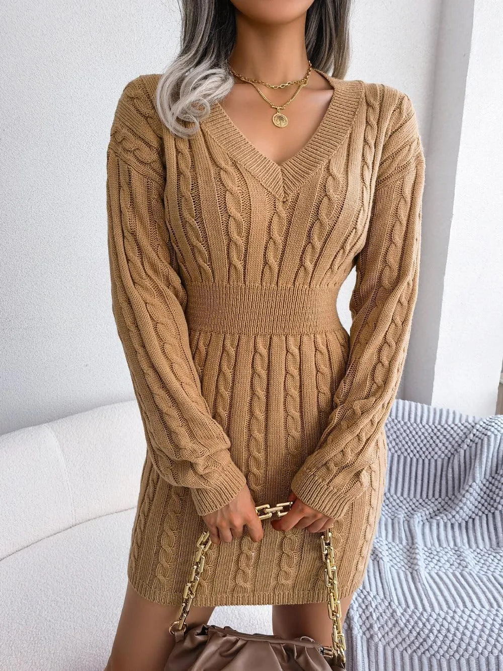 Fantastic Cable-Knit Sweater Dress