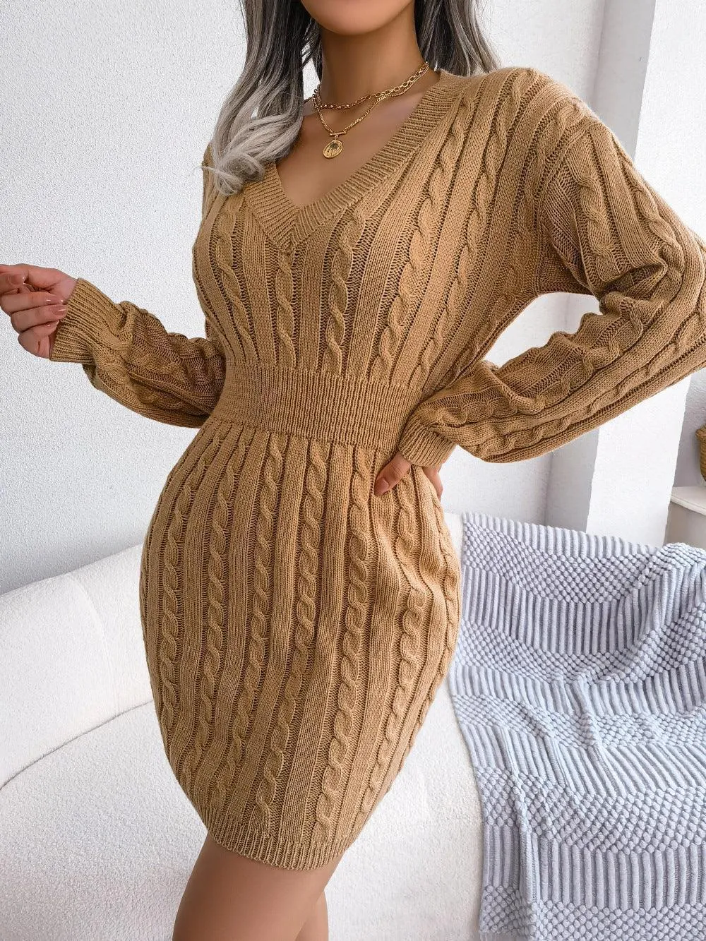 Fantastic Cable-Knit Sweater Dress
