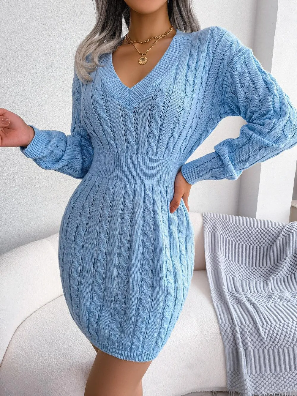 Fantastic Cable-Knit Sweater Dress