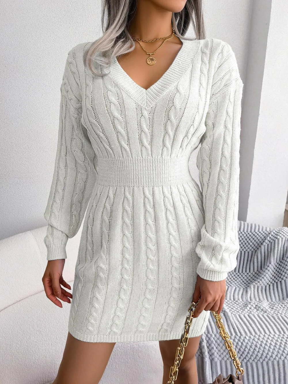 Fantastic Cable-Knit Sweater Dress