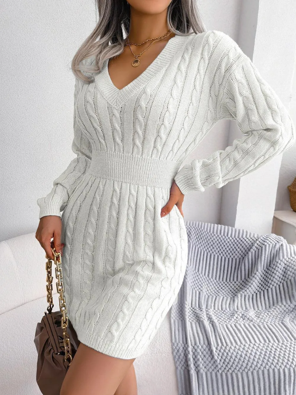 Fantastic Cable-Knit Sweater Dress