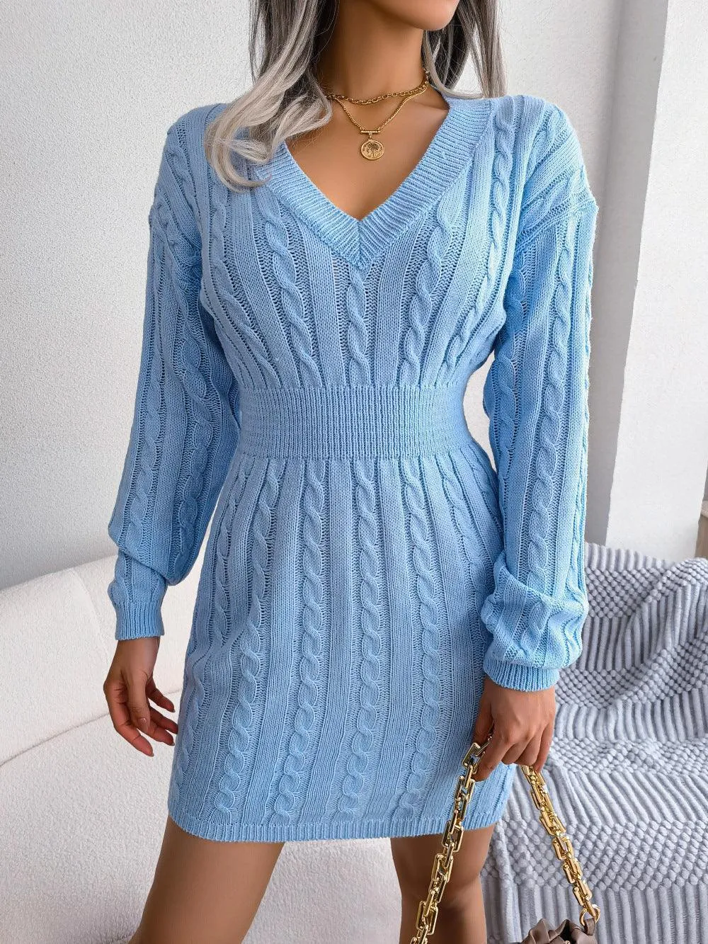 Fantastic Cable-Knit Sweater Dress
