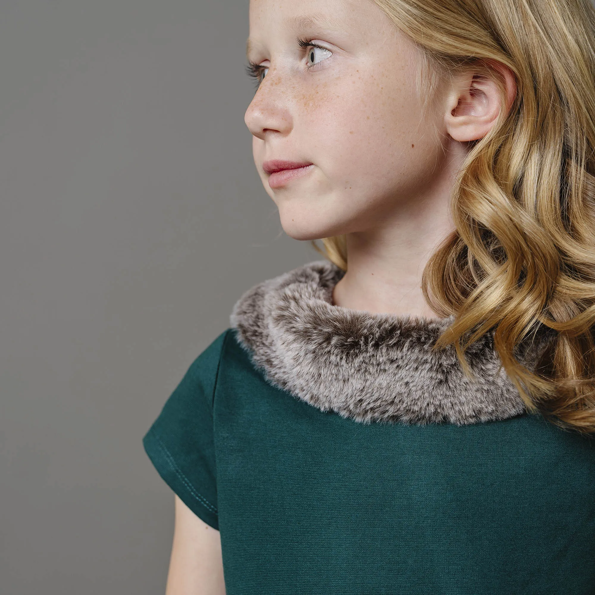 Fit and Flare Ponte Dress with Faux Fur