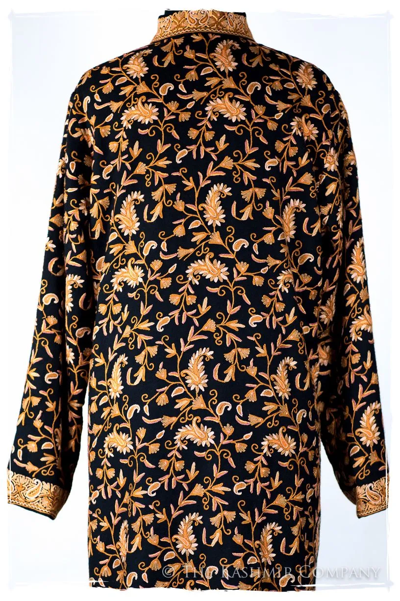 Française Nuances de Terré Paisley Noir Wool Coat