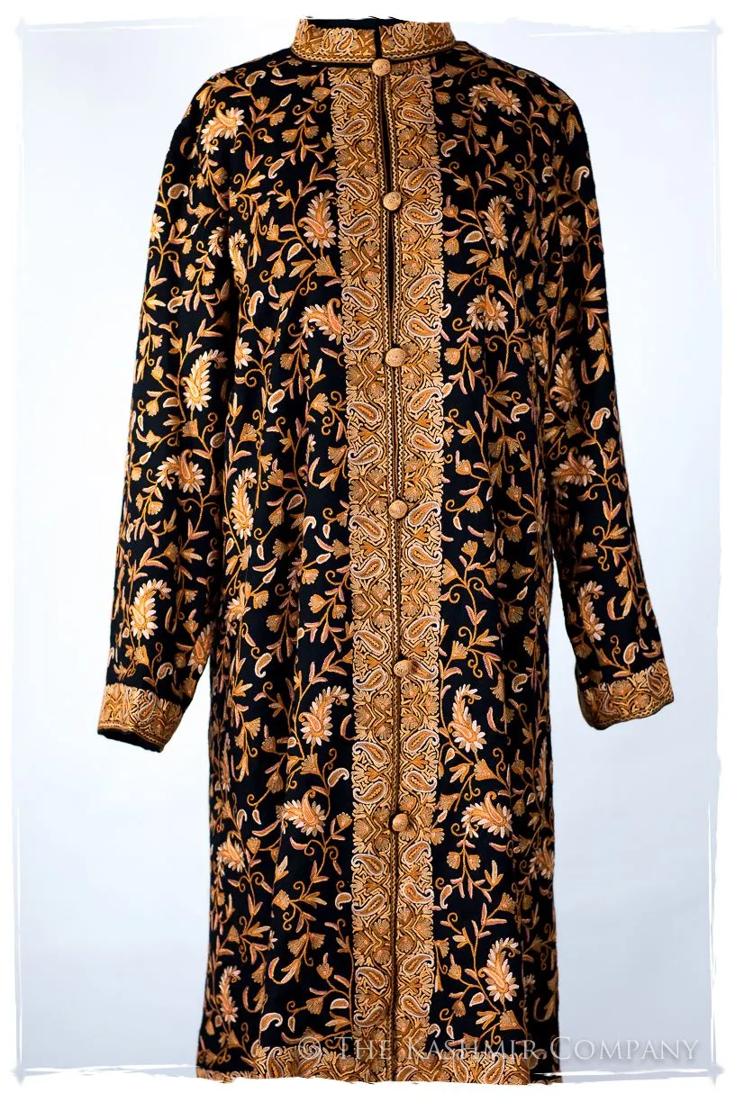 Française Nuances de Terré Paisley Noir Wool Coat