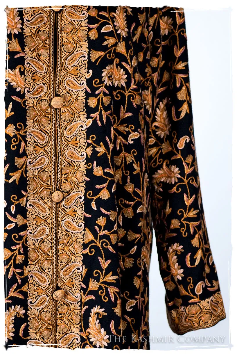Française Nuances de Terré Paisley Noir Wool Coat