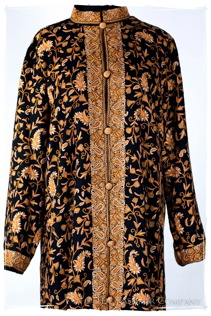 Française Nuances de Terré Paisley Noir Wool Coat