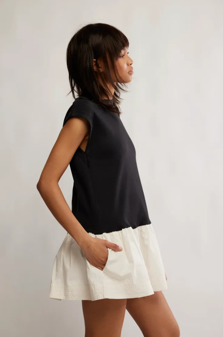 FREE PEOPLE ENYA MINI DRESS IN BLACK COMBO