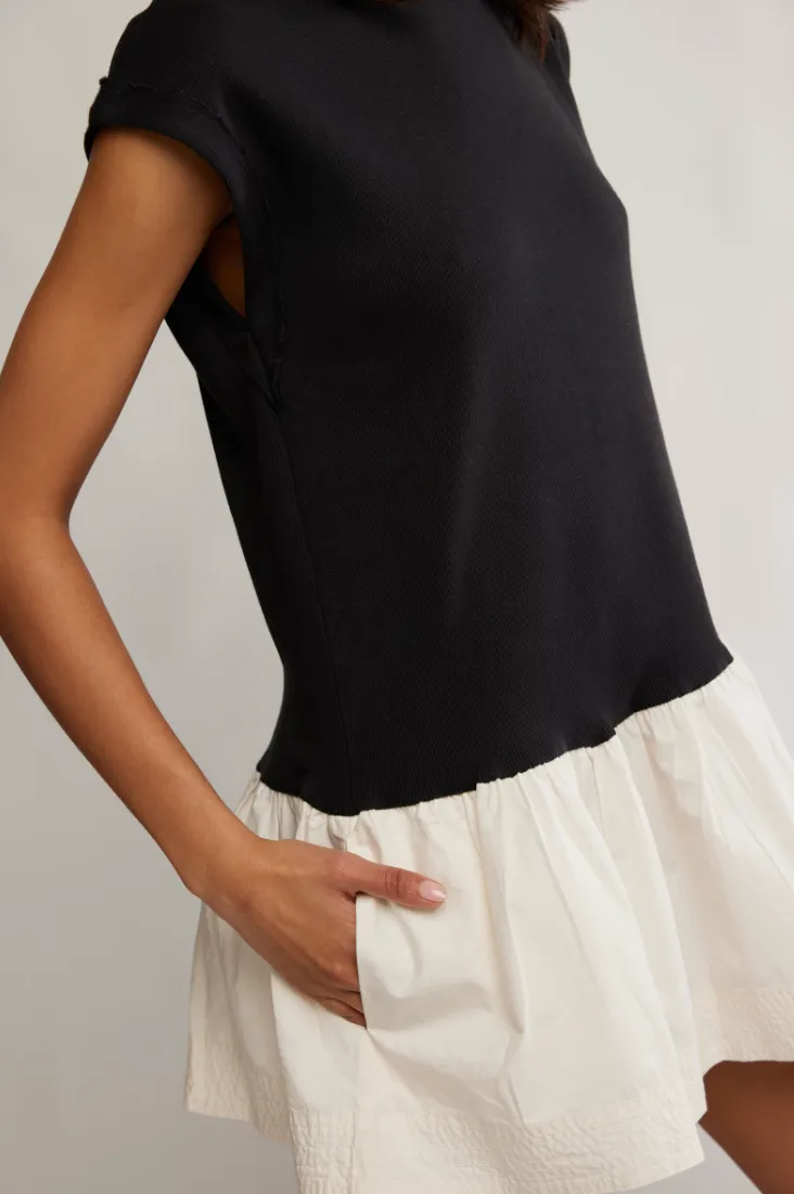 FREE PEOPLE ENYA MINI DRESS IN BLACK COMBO