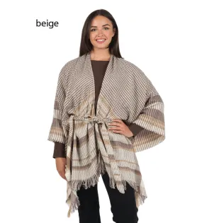 FSOR1632 - Plaid Shawl With Belt