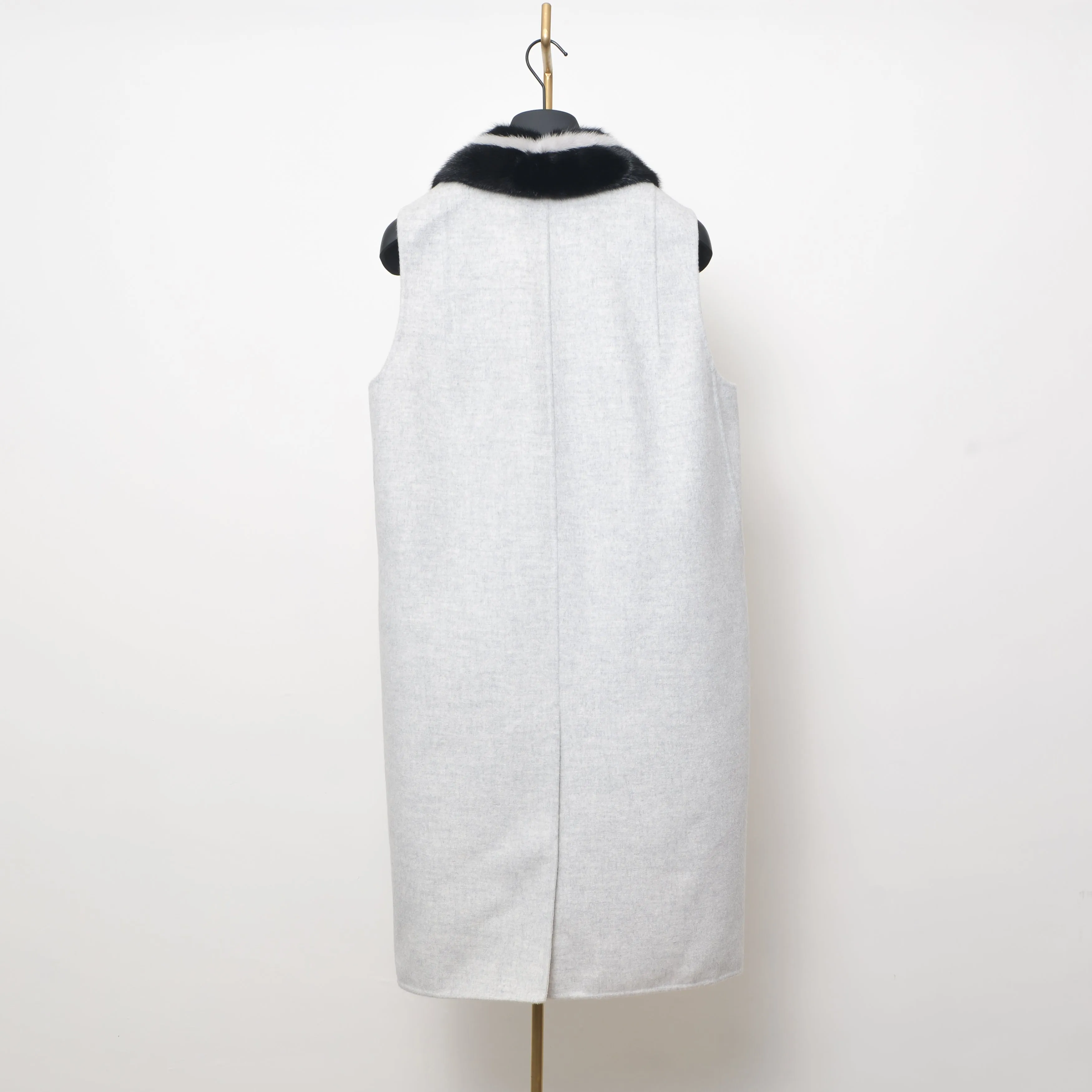 Fur Collar Vest Coat