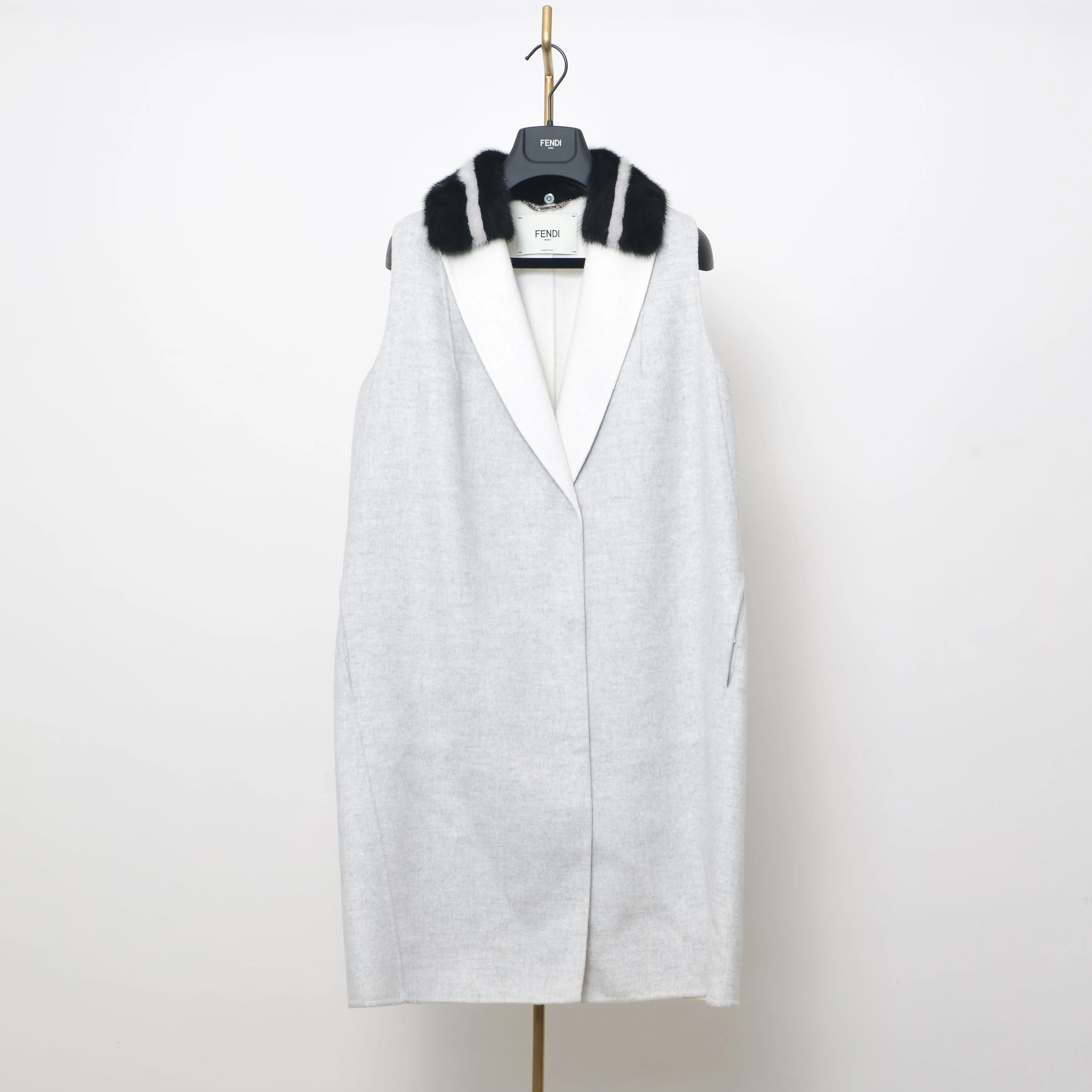 Fur Collar Vest Coat