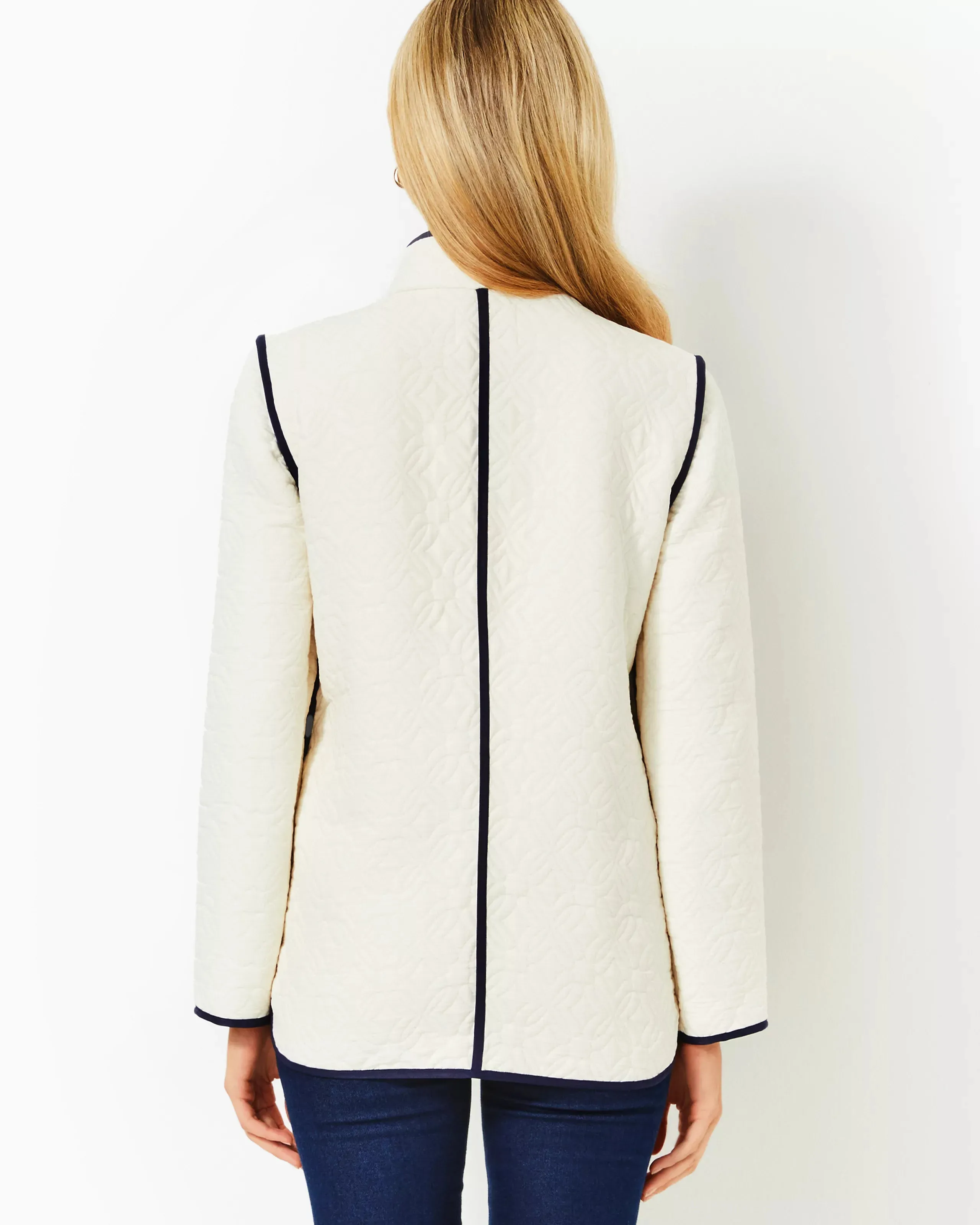 GEORGINE QUILTED JACKET COCONUT QUILTED BUTTERFLY PATTERN