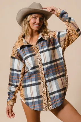 IP8936G-06 | PLAID AND SEQUIN VELVET MIX AND MATCH SHACKET