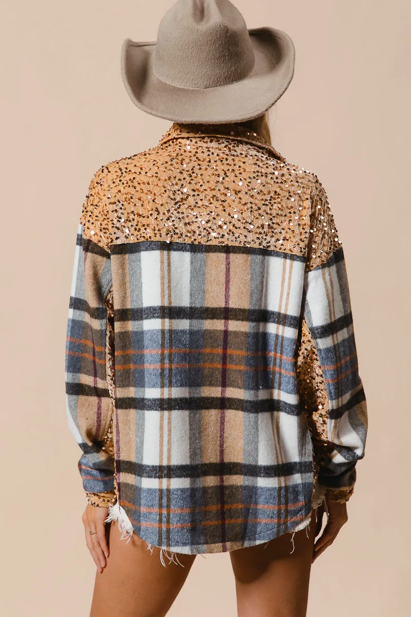 IP8936G-06 | PLAID AND SEQUIN VELVET MIX AND MATCH SHACKET