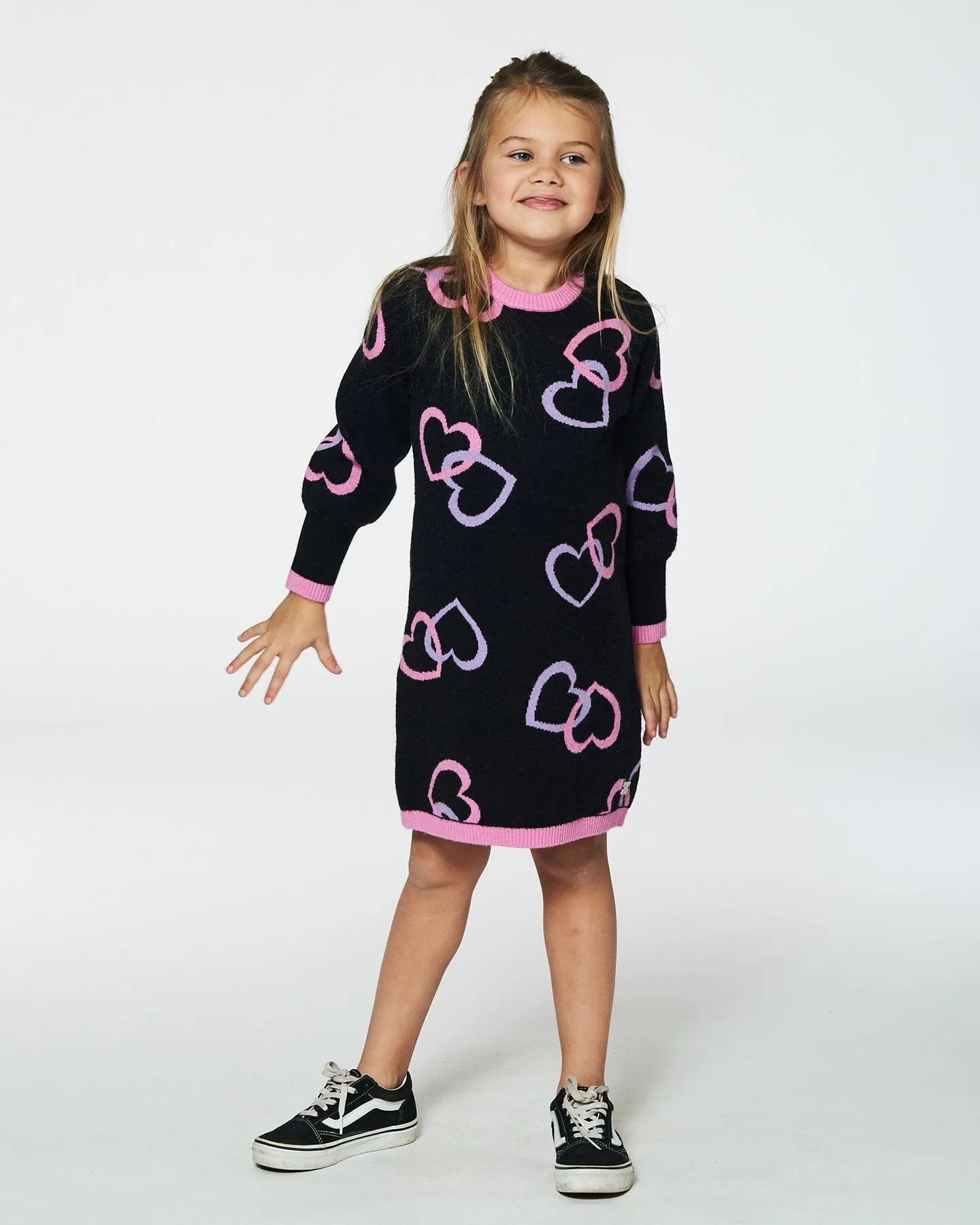 Jacquard Hearts Dress Black