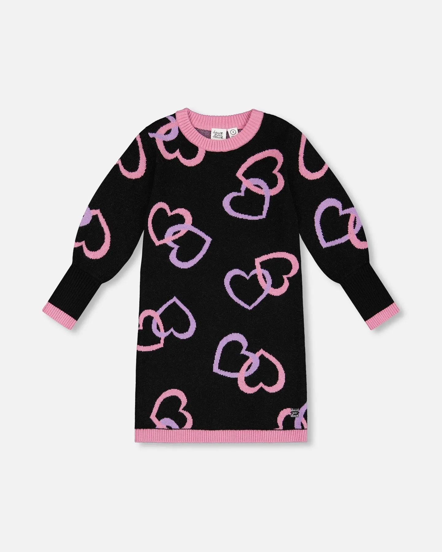 Jacquard Hearts Dress Black