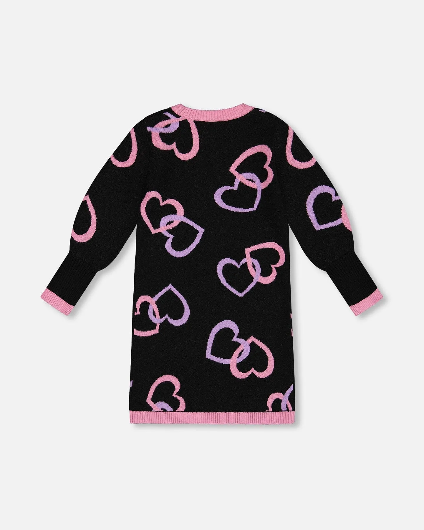 Jacquard Hearts Dress Black