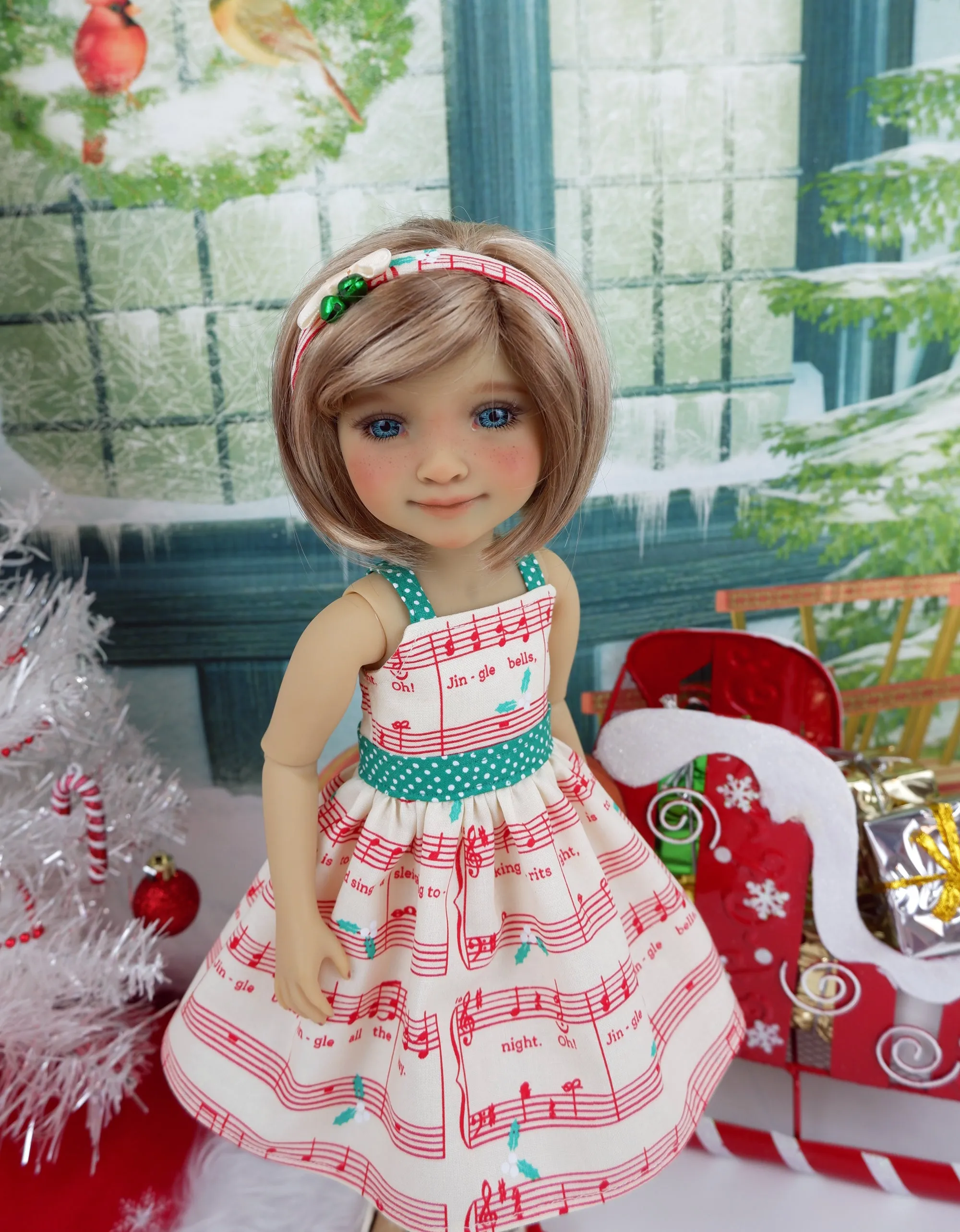 Jingle Tune - dress & sweater with shoes for Ruby Red Fashion Friends doll
