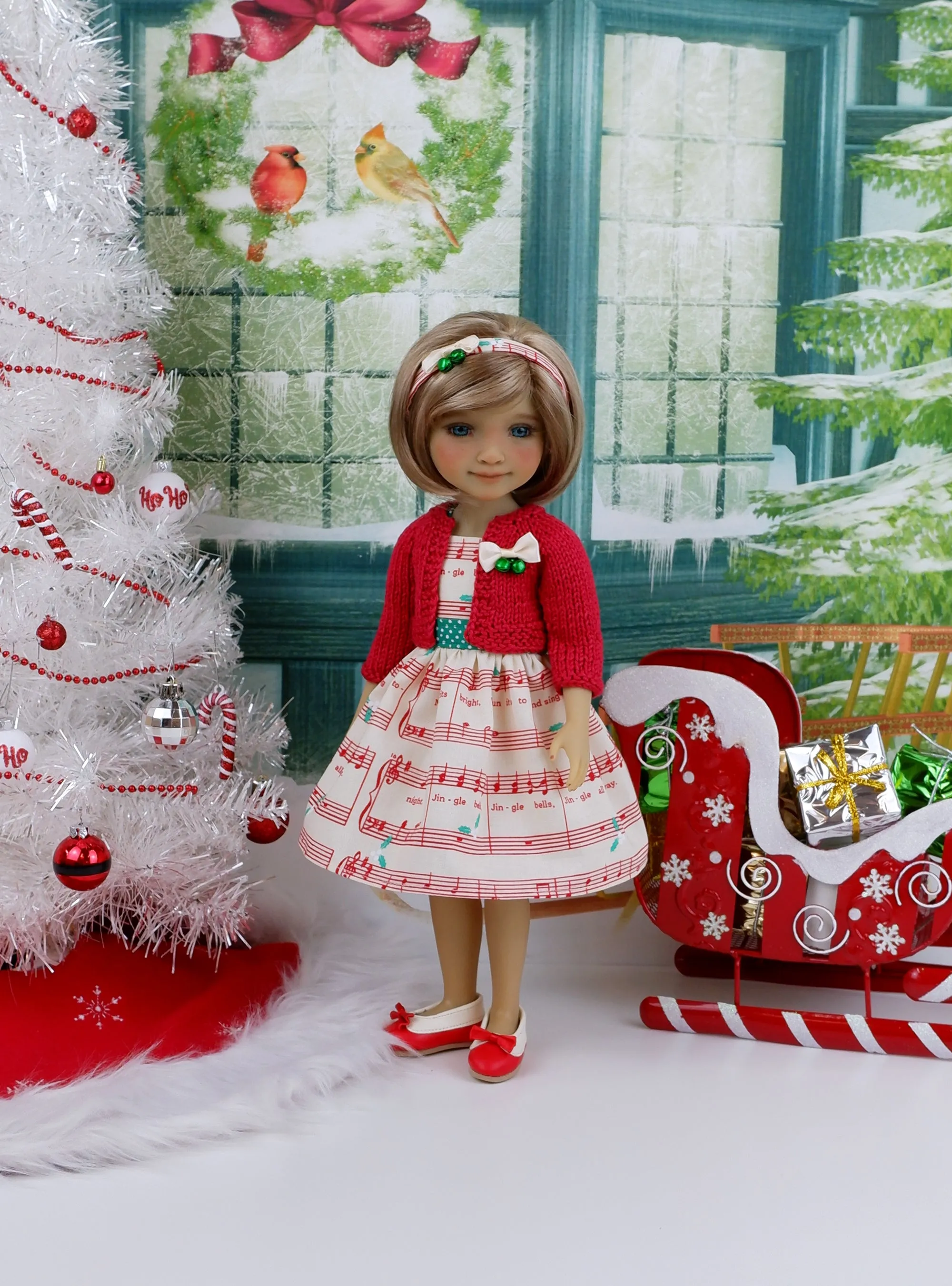 Jingle Tune - dress & sweater with shoes for Ruby Red Fashion Friends doll