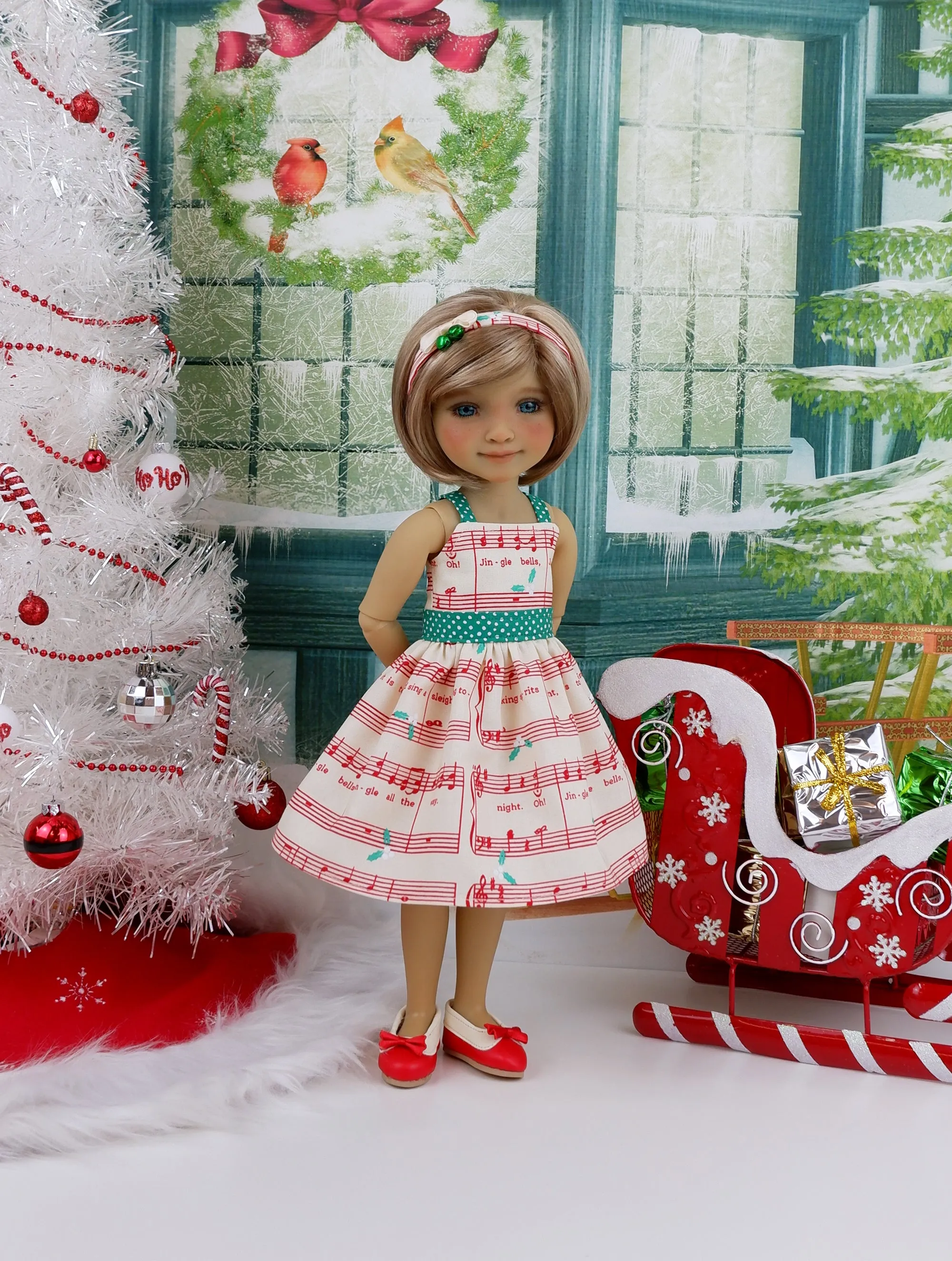 Jingle Tune - dress & sweater with shoes for Ruby Red Fashion Friends doll