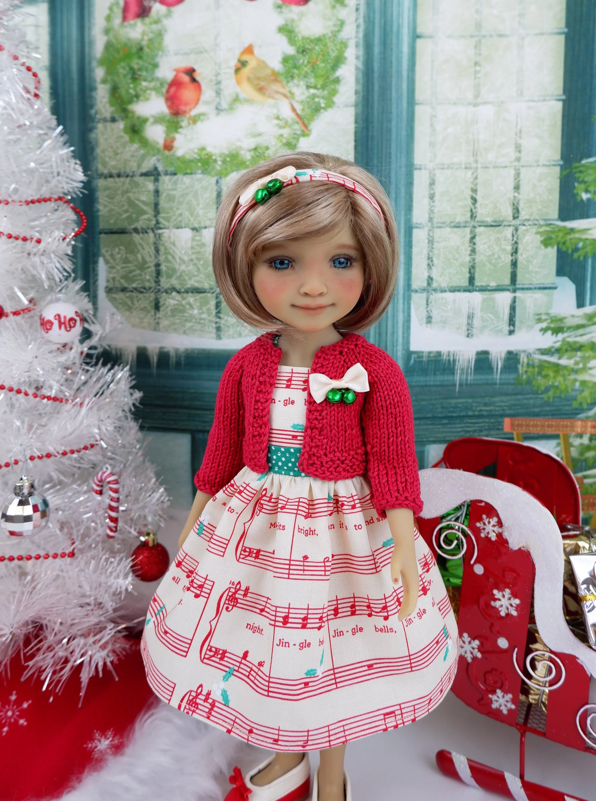 Jingle Tune - dress & sweater with shoes for Ruby Red Fashion Friends doll