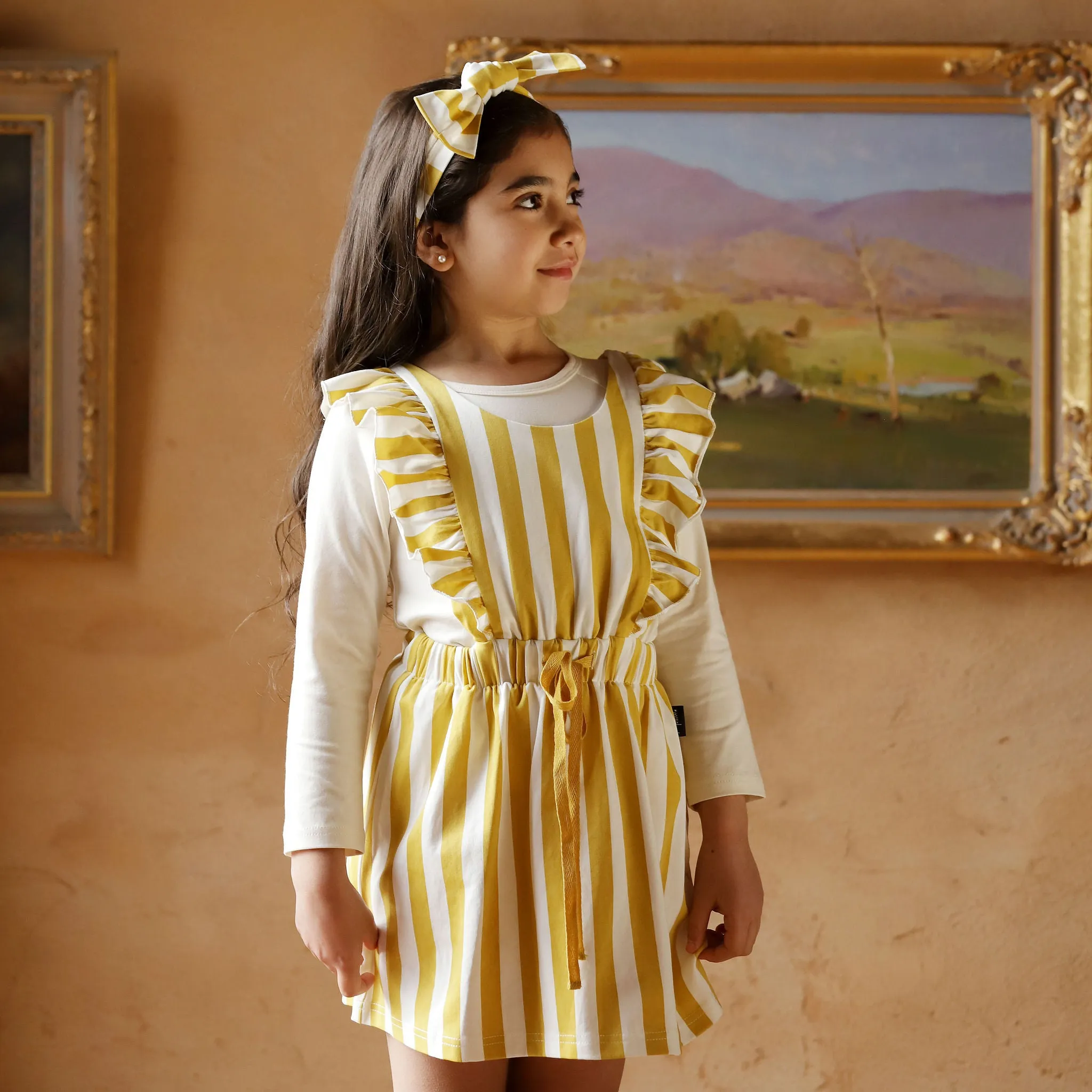Kapow Pinafore Dress - Honeycomb Stripe